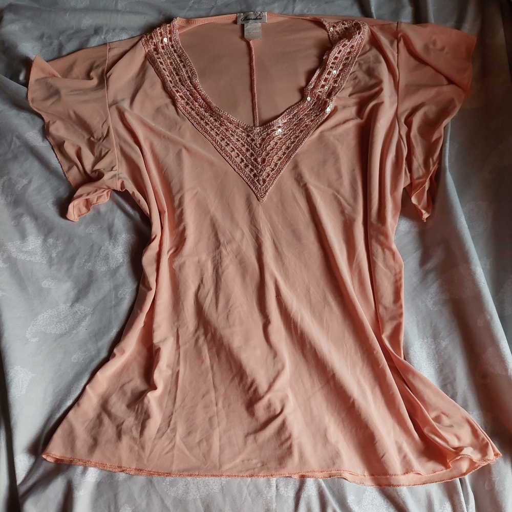 Y2k Sequins Peachy Blouse